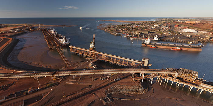 رشد ناچیز صادرات سنگ آهن از بندر هدلند استرالیا