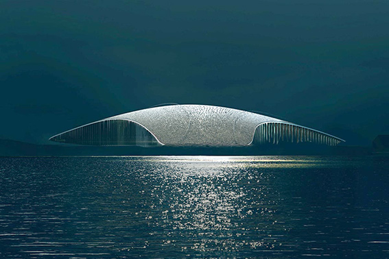 طراحی سازه الهام گرفته از نهنگ در کناره اقیانوس