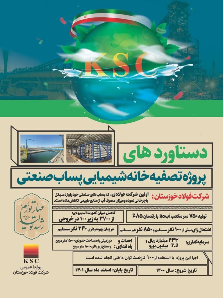 بازدید از دستاورد پروژه تصفیه خانه شیمیایی پساب صنعتی RO شرکت فولاد خوزستان