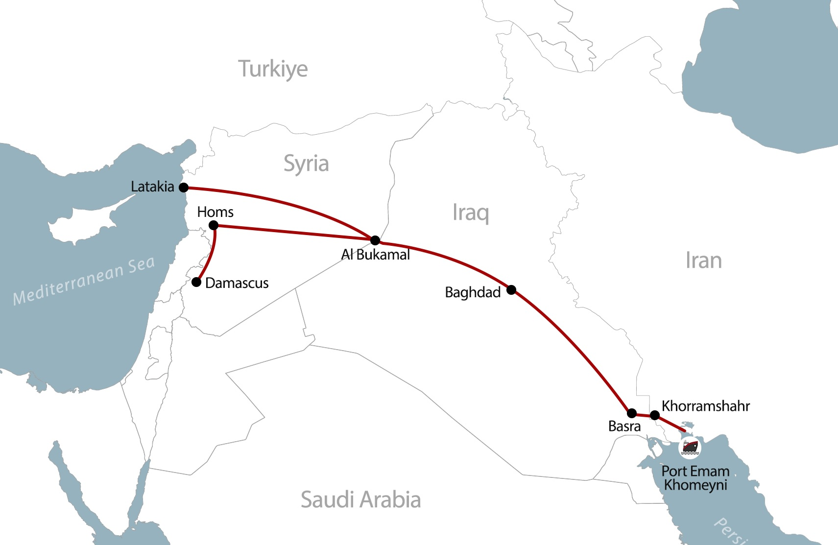 تأثیر کریدور ریلی شلمچه-بغداد-لاذقیه در رشد اقتصادی ایران و عراق و سوریه‌/ خلیج فارس به دریای مدیترانه متصل می‌شود