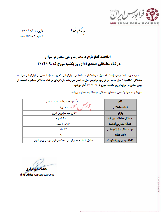 آغاز بازارگردانی به روش مبتنی بر حراج