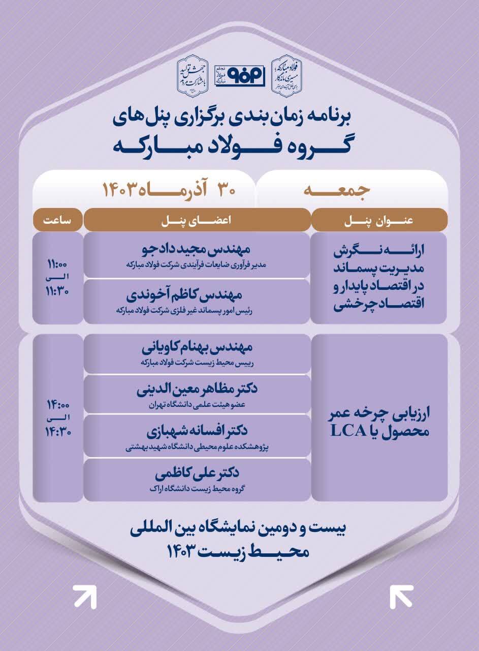 جزئیات پنل تخصصی فولاد مبارکه در سومین روز از بیست‌ودومین نمایشگاه محیط زیست