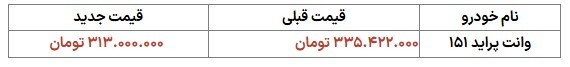 فروش فوق‌العاده وانت ۱۵۱ سایپا با قیمت جدید