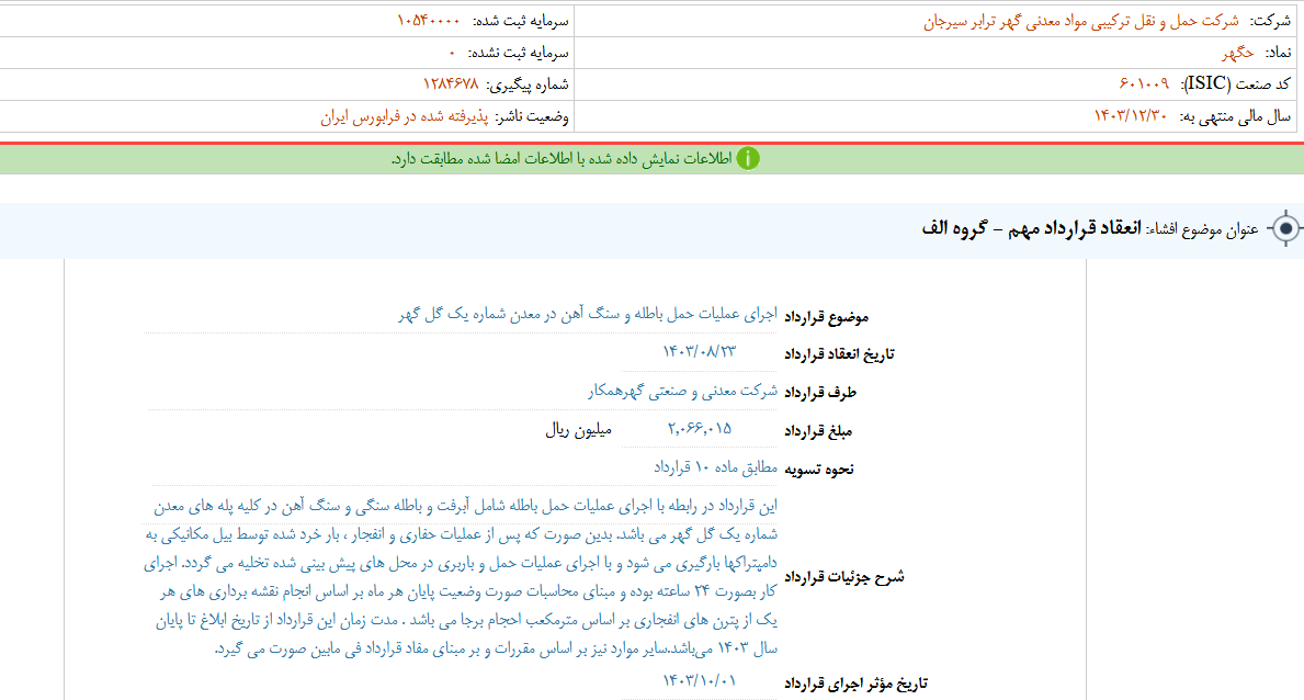 «حگهر» از انعقاد یک قرارداد خبر داد