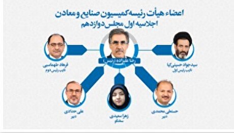 اعضای هیات رئیسه کمیسیون صنایع مجلس انتخاب شدند/ علیزاده رئیس شد