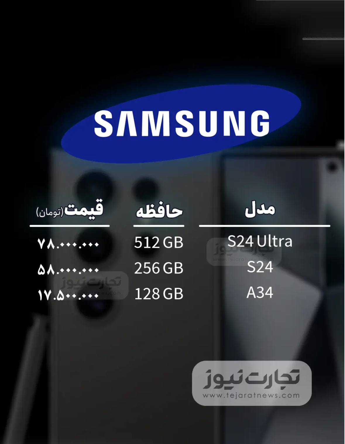 قیمت گوشی موبایل امروز دوشنبه ۲۲ مرداد ۱۴۰۳