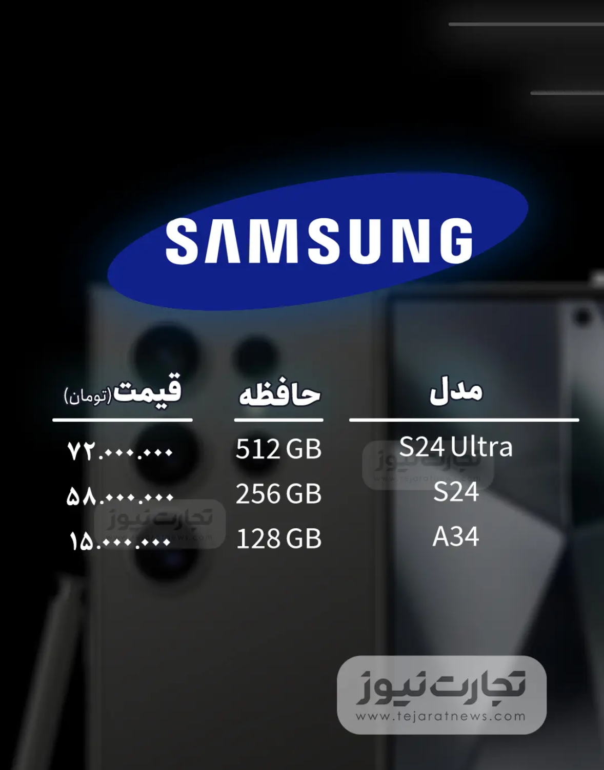 قیمت گوشی موبایل امروز شنبه ۱۷ شهریور ۱۴۰۳