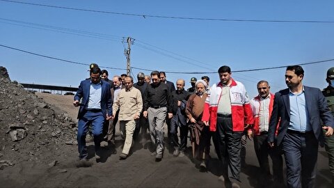 حضور مقامات کشوری در محل حادثه معدن طبس + تصویر