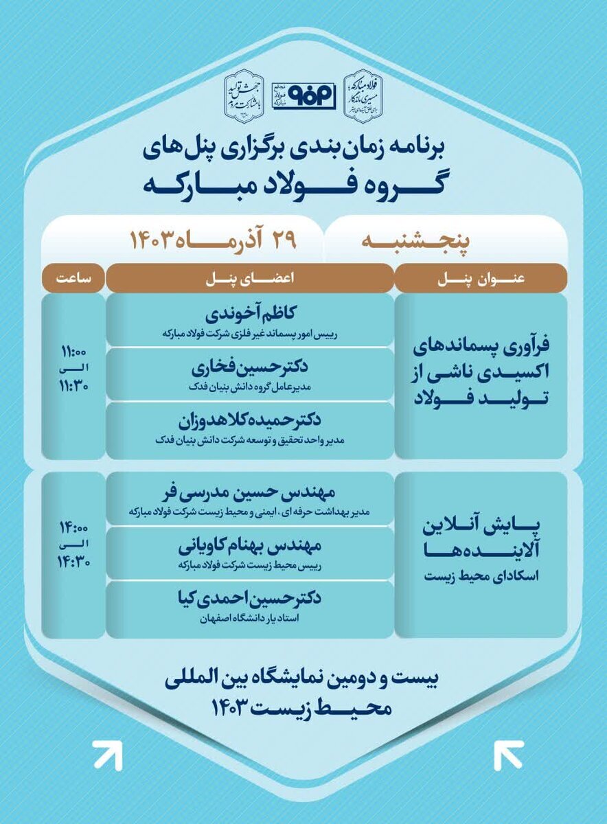 جزئیات پنل تخصصی فولاد مبارکه در دومین روز از بیست‌ودومین نمایشگاه محیط زیست