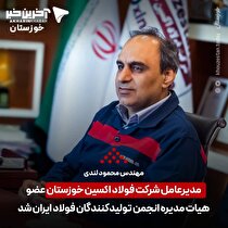 انتخاب شایسته مهندس لندی مدیرعامل شرکت فولاد اکسین خوزستان به عضویت هیات مدیره انجمن تولیدکنندگان فولاد ایران