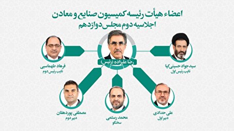 تعیین اعضای هیات رئیسه کمیسیون صنایع و معادن مجلس/ علیزاده رئیس ماند