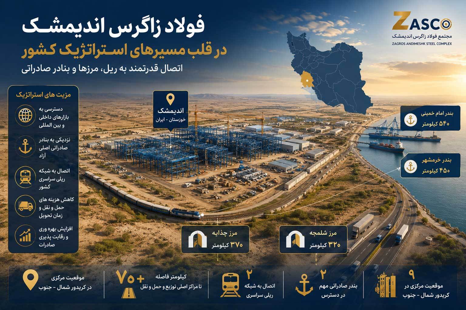 مزیت لجستیکی فولاد زاگرس؛ کاهش هزینه حمل و افزایش قدرت رقابت